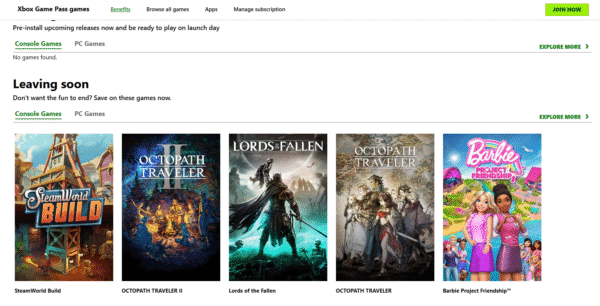 В конце ноябре 2025 года из Xbox Game Pass уберут пять игр.