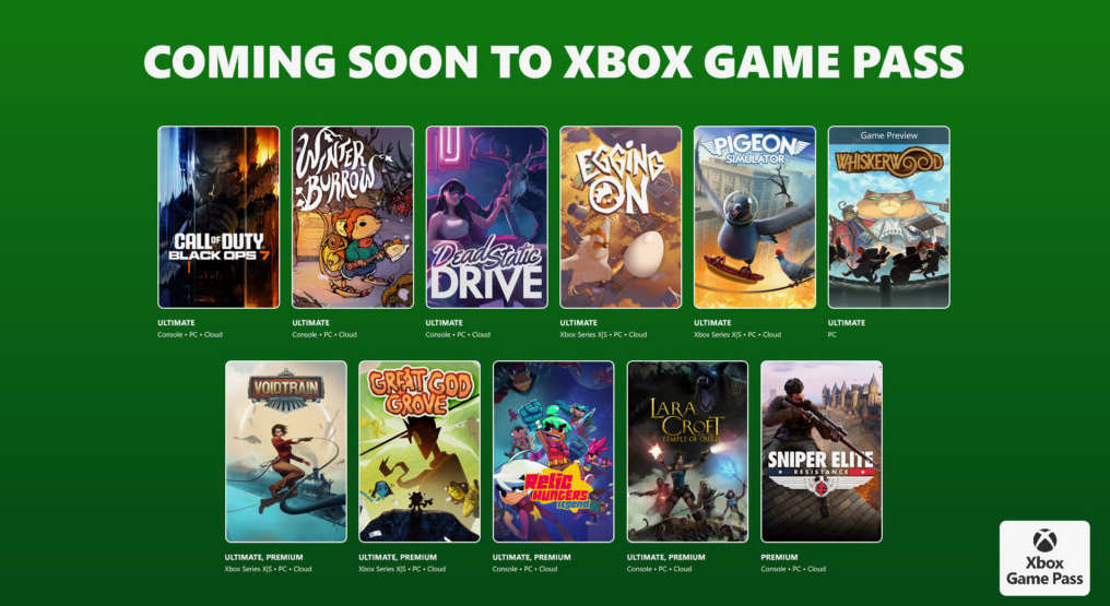 Xbox game pass ноябрь 2025