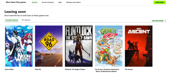 В январе 2026 года из Xbox Game Pass уберут игры.